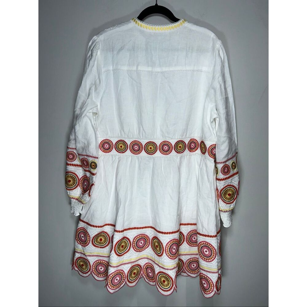 Boden Tamsin Embroidered Linen Mini Dress in ivory size 16-18 US - Picture 2 of 4
